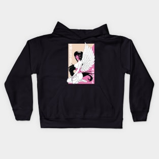 Anime Girl With Angel Wings Kids Hoodie